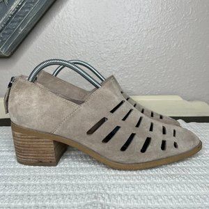 1.State Ilee Womens Beige Cutout Detail Suede Leather Ankle Bootie Size 11 M